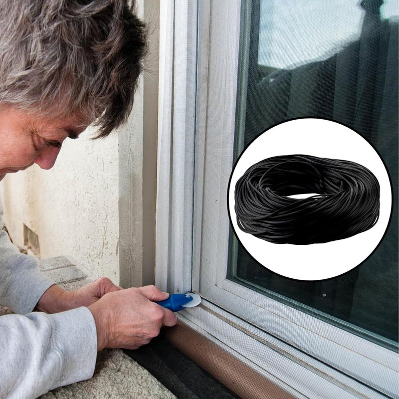 Ysglory Window Screen Spline 250ft Screen Door Retainer Spline Black Window Screen Rubber Cord Repair Spline for Replacing & Installing Door Window Screens (0.19 Inch) - Image 2